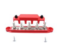 perfeclan Bloc de Distribution d'alimentation de Barre générique Anti-poussière, 5 Goujons, Barre de bornier pour Yacht, Marine, Automobile, M10 Rouge