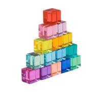 perfeclan blocs construction, jouet sensoriel à empiler, cubes pierres précieuses en acrylique transparent et coloré, pour les, 15 Pièces