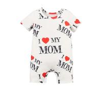 Perfeclan Body pour bébé garçon et fille - Unisexe - Avec inscription « I Love Mum » - Manches courtes - Pour l'été - Pour nouveau-né - Pour accessoires photo - Maison - Blanc, Blanc., 1 Bis 3 Monate