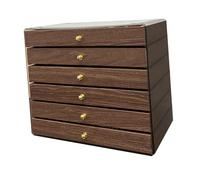 Perfeclan Boîte à Bijoux en Bois avec Couvercle Transparent, empilable, multifonctionnelle, pour Colliers et pendentifs. Intérieur Doux, 6 Couches