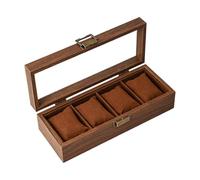 Perfeclan Boîte à Montres en Bois, présentoir et Rangement pour Montres avec Coussinet Souple, élégante et multifonctionnelle, résistante à la poussière, avec, 4 Emplacements