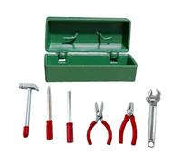 perfeclan Boîte à Outils de Réparation pour Maison de Poupée, Mini-collections D'outils de Bricolage Simulés, Étui Vert
