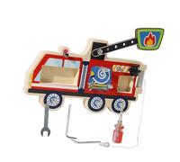 perfeclan Boîtier à vis en bois jouet busy incendie camion activités d'apprentissage torsadé écrous sensorytoy éducation pour les enfants d'âge préscolaire
