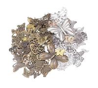 Perfeclan Breloques Papillon décoratives en métal de Vintage Antique pour décoration de Scrapbooking, Loisirs créatifs, Fabrication de Bijoux, Sacs à, Argent et Bronze