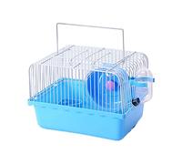 Perfeclan Cage Hamster Transport avec Roue d'exercice Gamelle Bassin Profond en Plastique Facile à Nettoyer Adapté Au Transport Élevage Animaux de Compagnie Tai, Bleu