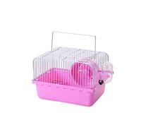 Perfeclan Cage Hamster Transport avec Roue d'exercice Gamelle Bassin Profond en Plastique Facile à Nettoyer Adapté Au Transport Élevage Animaux de Compagnie Tai, Rose