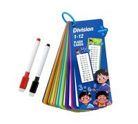 perfeclan Carte flash de mathématiques pour enfants avec 2 stylos effaçables à sec pour l'enseignant résistance à l'eau portable 8x18cm aides éducatifs légers, Division