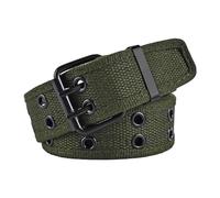 Perfeclan Ceinture à Double œillets avec trous, en toile, à boucle ardillon réglable, pour jean, accessoires pour vêtements de rencontres, Vert, 110CM
