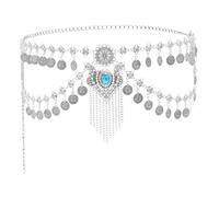 Perfeclan Chaîne de Taille à pièces pour Danse du Ventre, Accessoire de Costume Exotique, décoration de Ventre Double Couche, Argent