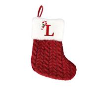 perfeclan Chaussette de Noël avec, cadeau de Noël, rouge et blanc, décorative, petite lettre brodée, en tricot, pour décoration d'arbre de Noël, Letter L