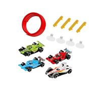 perfeclan Circuit de course flexible de 4 m avec 4 mini-voitures moulées sous pression, piste de course enroulable pour les enfants de 3 ans et plus, cadeaux, Rouge