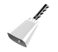 perfeclan Cloche à vache avec poignée, cloche scolaire décorative et bruyante, d'encouragement pour événements sportifs, remises de diplômes, fêtes de, Blanc