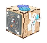 perfeclan Cube D'activités pour Les Tout-petits, Jouet de Développement, Trieur de Formes En Bois, Astronaute