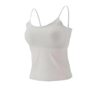 perfeclan Débardeur extensible sans coutures pour femme, bretelles spaghetti réglables, haut, White M