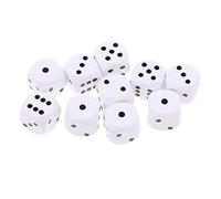 Perfeclan Ensemble de 10 dés en bois D6, 2 blancs, 2cm - Nouveau modèle