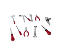 perfeclan Ensemble de 11 outils de réparation, modèle 1/18, mini-outils décoratifs réalistes classiques, sculpture miniature pour garages et parkings.