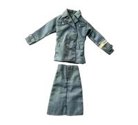 perfeclan Ensemble veste, jupe midi et haut à manches longues à l'échelle 1:6, vêtements de cosplay rétro pour corps féminin de 30 cm (12 pouces).