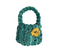 perfeclan Femmes Crochet Sac en Tricot Purse Costume Costume Accessoire Handmade Wovedbag Sac à Main pour Spring Summer Party, Vert Foncé