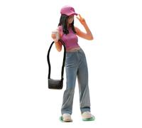 perfeclan Figurine de diorama au 1/64, personnage féminin peint, modèle de fille de rue en résine pour maquettes d'architecture et kits de construction.