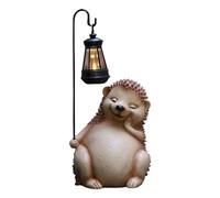 Perfeclan Figurine de Hérisson en Résine, Sculpture Animale avec Lanterne, Cadeau D'extérieur, Jardin, Patio, Statue Solaire, Ornement de Pelouse pour Porch, Brun