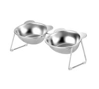 Perfeclan Gamelle pour Chat Écuelle d'eau Inclinée Récipient d'alimentation Mangeoire pour Animaux Conception Ergonomique en Acier Inoxydable Robuste Approprié, Bols Doubles de Dessin Animé