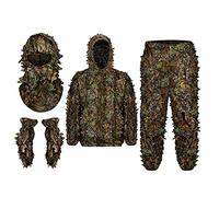 Perfeclan Ghillie Suit 3D Leafy Outfit Vêtements Masque Complet Ensemble de Gants Suit pour Le Jeu Birdwatching Party Chasse en Plein air, s