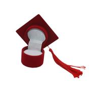 Perfeclan Graduation Chapeau en Forme d'anneau d'organisateur de Capuchon de Conception de Conception d'emballage d'emballage d'affichage de Bijoux de Filet, Rouge