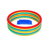 Perfeclan Jeu D'anneaux de Marelle, Jeu de Marelle avec Connecteurs, Cerceaux de Sport Colorés Portables D'intérieur et D'extérieur pour Garçons, 36cm 10 anneaux