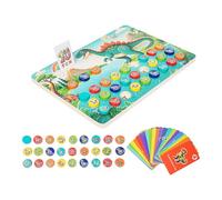 perfeclan Jeu d'association de dinosaures en bois, puzzles éducatifs avec cartes d'orthographe, jouet sensoriel de mémoire pour garçons et
