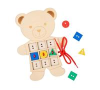 perfeclan Jeu de laçage d'animaux, ours en peluche, boutons à enfiler, en bois, corde, jouet éducatif.