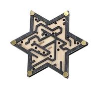 perfeclan Jeu de société en bois avec labyrinthe, jeu de coordination œil-main, et logique, labyrinthe à billes pour adolescents de 8 ans et plus, Hexagone