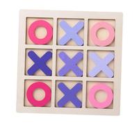 Perfeclan Jeu de Tic TAC Toe En Bois, Jeu D'échecs de et de Croix, Jouet de Table XO pour L'extérieur et L'intérieur, Décoration de Table Basse pour Enf, Rose