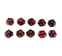 Perfeclan Jeux de Table 10 Pièces/Ensemble D12 D& Multi Set, Rouge + Noir