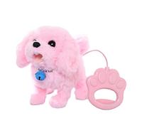 perfeclan Jouet chien en peluche avec laisse, cadeau d'anniversaire, doux pour les enfants, remuant la queue et chantant, simulation de chiot électronique, Rose