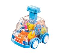 Perfeclan Jouets de bus à engrenages transparents avec engrenages rotatifs Slide Car Motor Skills Gear Toy Jouets de développement pour enfants Filles Cadeaux, Bleu