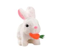 perfeclan Jouets électroniques en peluche pour animaux de compagnie, figurines d'animaux en peluche doux, jouet de marche pour enfants, cadeau de noël, heure du, blanc