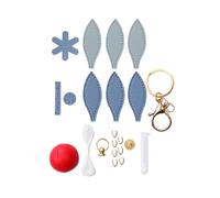 Perfeclan Kit de Couture DIY Porte-clés en Cuir coloré Apprendre à Coudre Pendentif montgolfière Porte-clés Fournitures d'artisanat pour Accessoires de Sac, Bleu