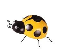 Perfeclan Ladybird Sculpture Murale Figurine Coccinelle Décoration Murale Jardin Ornement Métal Fer Protection Antirouille Adapté à Décoration Intérieure Extéri, Jaune (16cm)