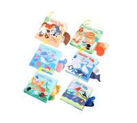 Perfeclan Livres de bain en tissu pour bébé de 0 à 12 mois, 6 pièces, jouets d'apprentissage précoce, livres de développement en tissu froissé, livres