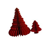 perfeclan Lot de 2 Figurines Décoratives en Papier pour Sapin de Noël, Arbres de Noël Pliable, Vintage, Ornement DIY pour Bibliothèque et Bureau, Décoration de Table et Allée, Rouge
