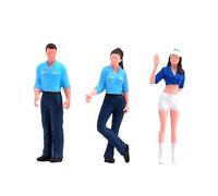 perfeclan Lot de 3 figurines au 1/64e représentant un pompiste, des trains et des personnages de la collection Architecture (homme et femme), en résine, pour, Bleu