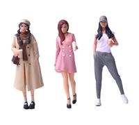 perfeclan Lot de 3 figurines miniatures de filles à l'échelle 1:64, petits ornements pour maquettes et décors architecturaux.