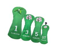 Perfeclan Lot de 4 Couvre-têtes de Golf en Bois - Portables - avec étiquette numérique Interchangeable - Manchon de Protection pour Adultes, Vert