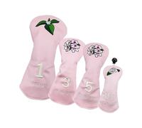 Perfeclan Lot de 4 Couvre-têtes de Golf en Bois - Portables - avec étiquette numérique Interchangeable - Manchon de Protection pour Adultes, Rose
