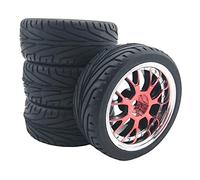 Perfeclan Lot de 4 de de 66 mm pour 144001 124018 124019 sur sur Tout- Buggy Monster Trucks - Rouge