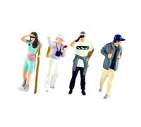 perfeclan Lot de 4 figurines de diorama à l'échelle 1/64, personnages de camping, personnages de rue peints à la main, modèle miniature de scène pour garçons et