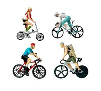 perfeclan Lot de 4 figurines miniatures de cyclistes réalistes à l'échelle 1/87, idéales pour micro-.