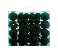 Perfeclan Lot de 48 Boules de Noël à Suspendre, Boules de Sapin en Flocage PP, Ornements Pendentifs avec Supports de Suspension pour Arbre de Noël et Fêtes, Idée Cadeau Festif, Vert Foncé