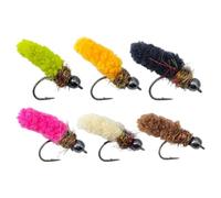 Perfeclan Lot de 6 Leurres de Pêche à la Mouche avec Étui de Transport, Appâts Pêche Artificiels Polyvalents, Leurres Réalistes pour Truites, Nymphes pour Crapets, Dorés, Crapets, Vivaneaux