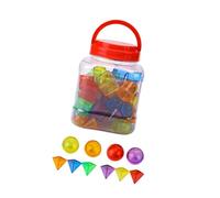 perfeclan Lot de 60 blocs transparents, formes géométriques pour enfants, manipulations mathématiques colorées, solides géométriques, formes 3D pour enfants